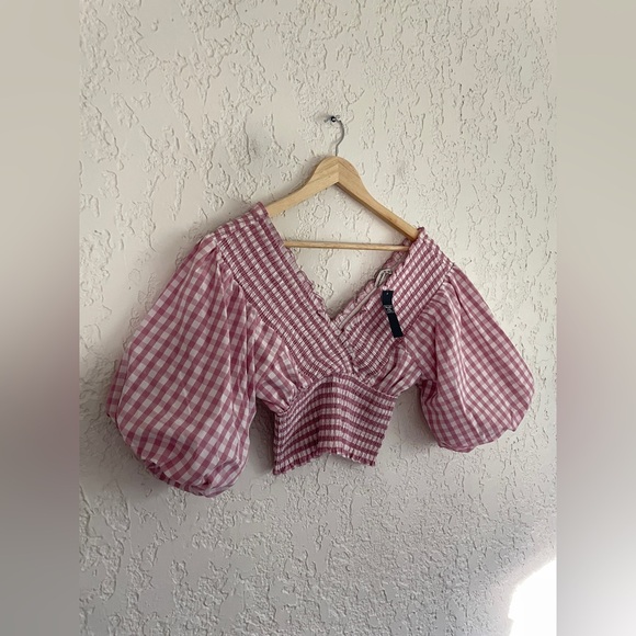 Abercrombie Y2K Cottagecore Prairie Puff Sleeve Gingham Top - Picture 2 of 7